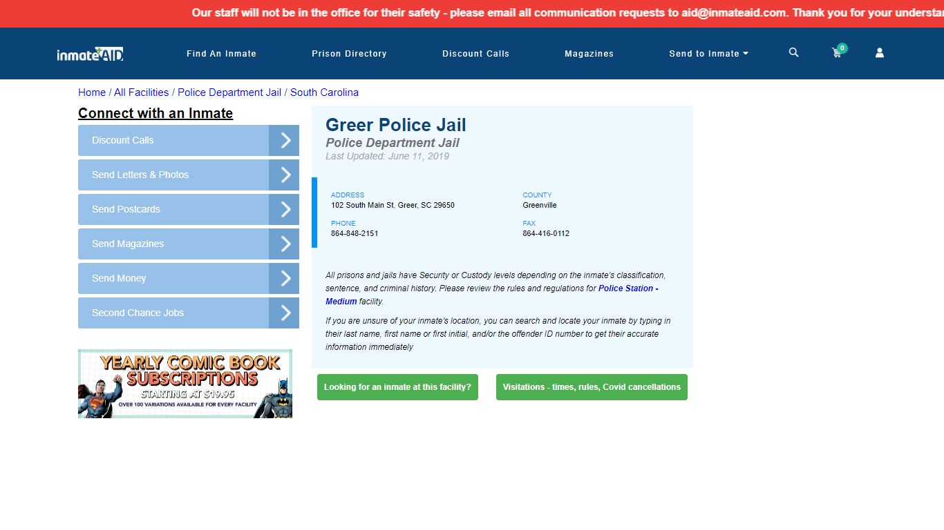 Greer Police Jail & Inmate Search - Greer, SC